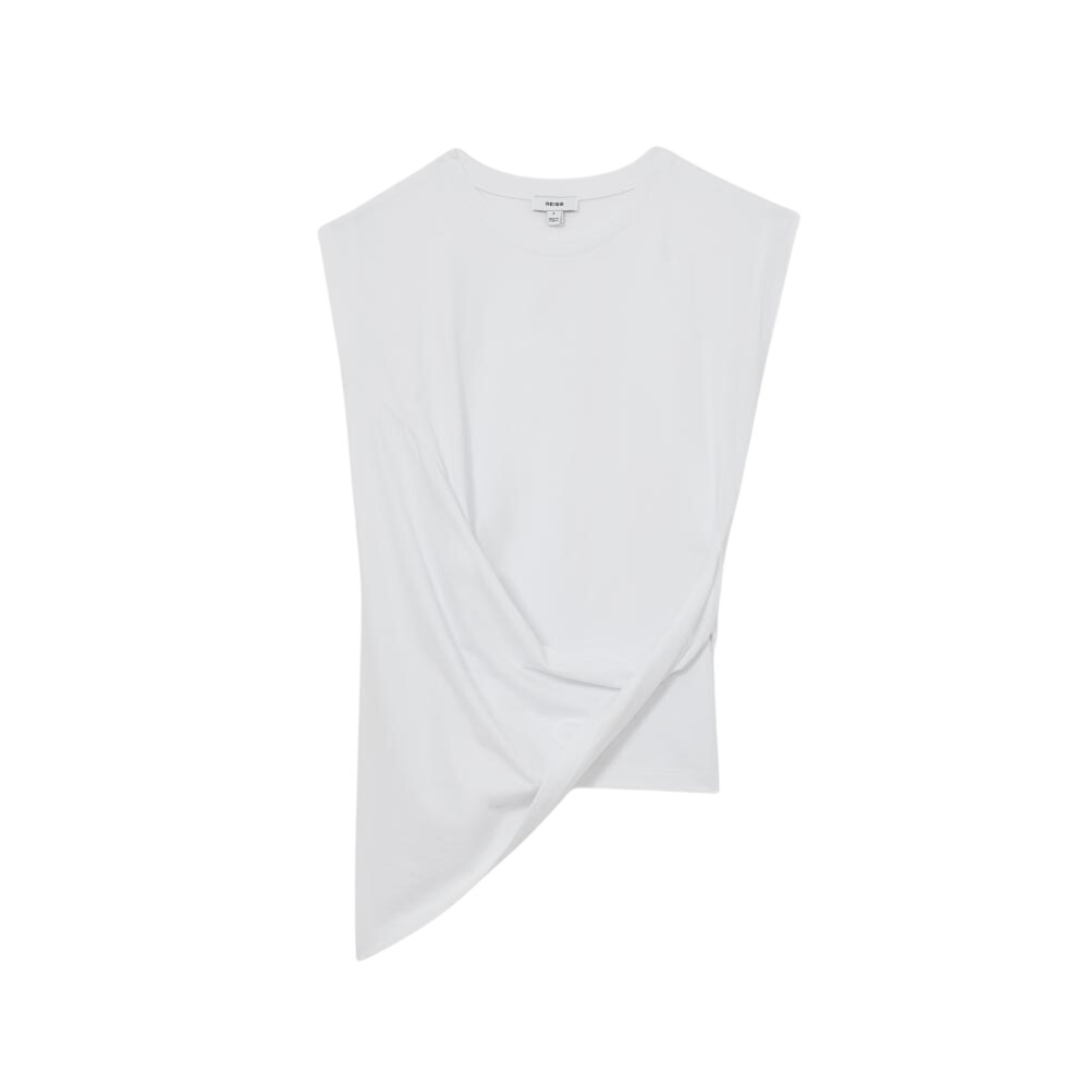 REISS Tilly Cotton Drape T-Shirt